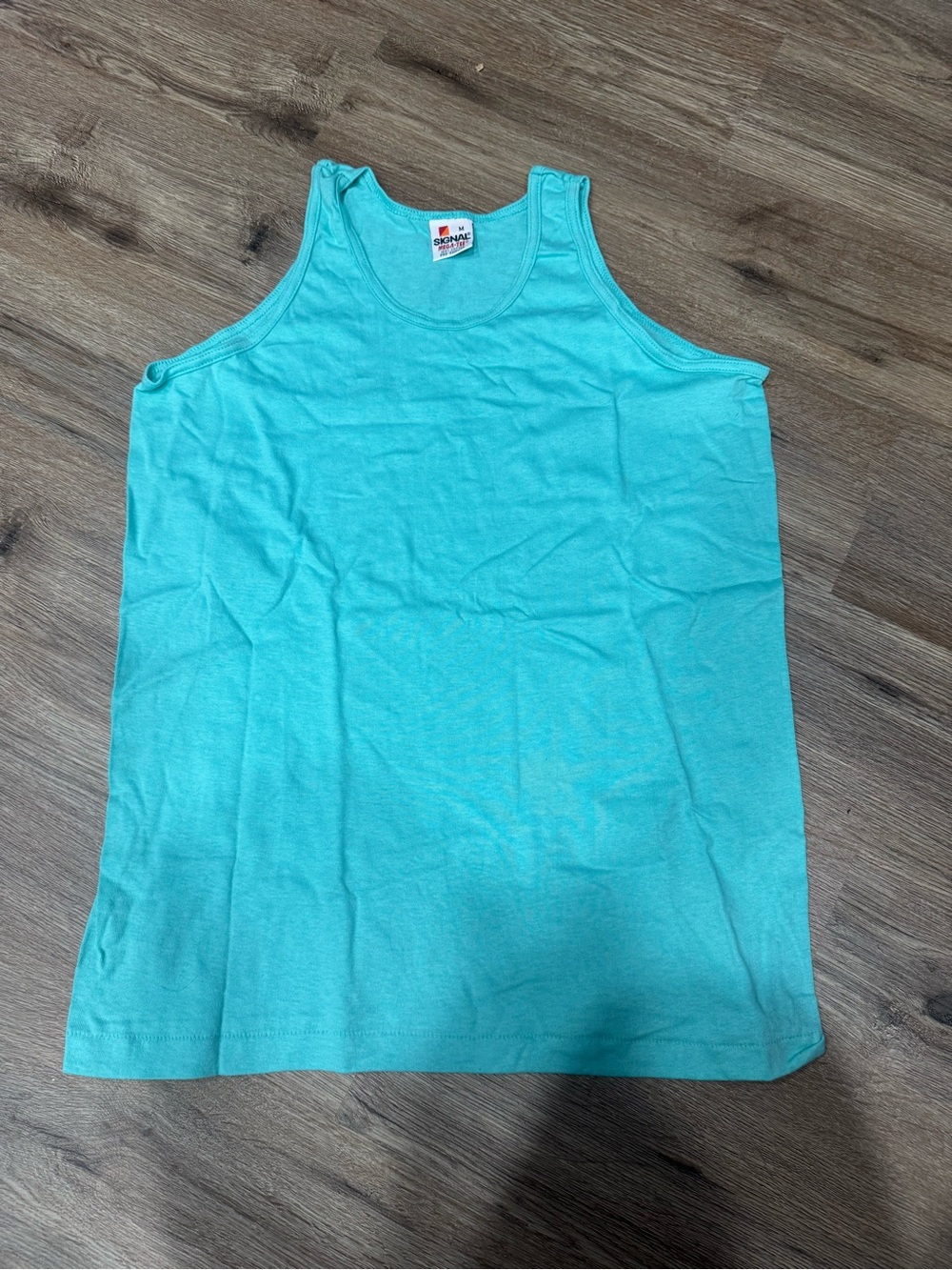 70’s Vintage Men's Aqua Tank Top by Signal- Lightweight Scoop Neck
